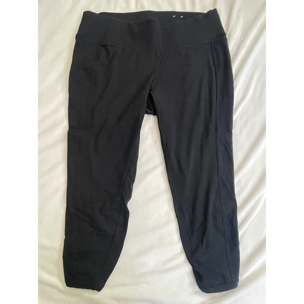 Livi Black Lattice Hem Cropped Leggings Plus Size 22/24 Activewear Pocket